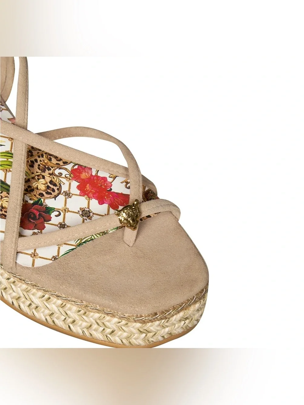 Camilla Colorful Wrap Fair Verona Lace Up Espadrille Wedge Sandals Gold Charm